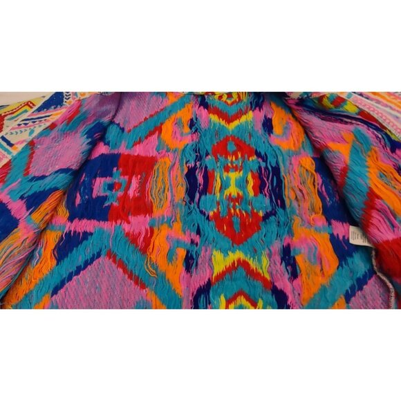 Anthropologie DRA GEO KIMONO Los Angeles Top Size Medium Multicolor 3/4 Sleeve - Picture 13 of 13